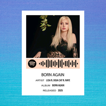 Листівка з посиланням на spotify LISA ft. DOJA CAT ft. RAYE "Born Again" 60110 фото